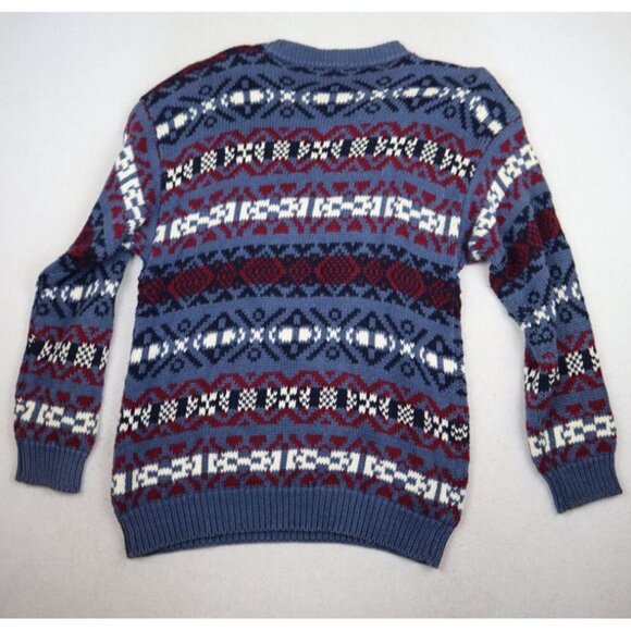 VINTAGE 90s MEN'S BLUE & RED HEAVY KNIT PULLOVER SWEATER - HONORS - SIZE M - Picture 5 of 6